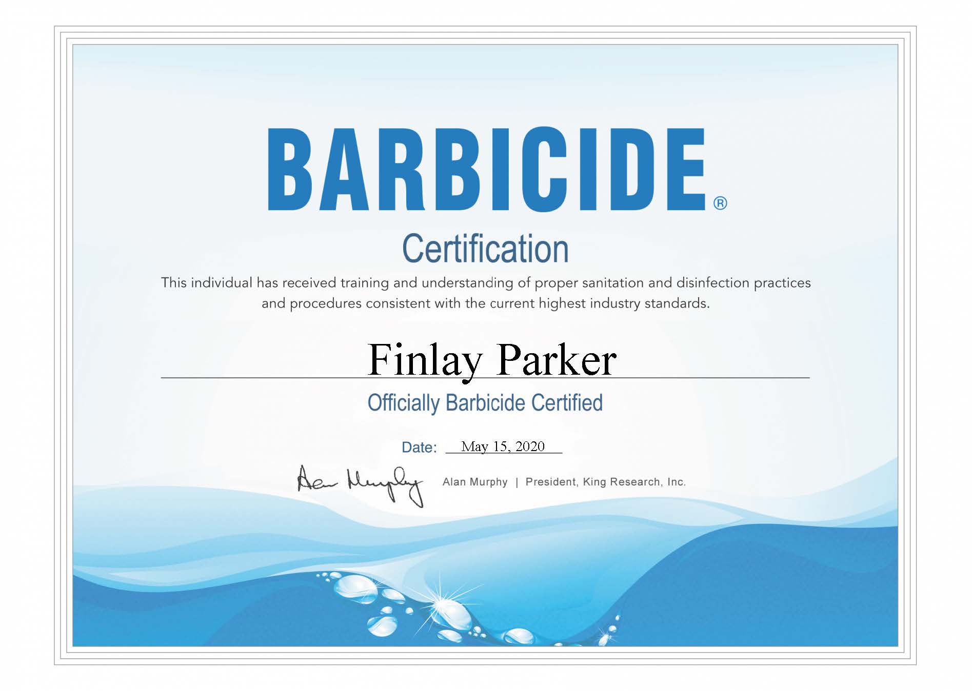 Barbicide Certification